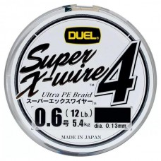 Шнур плетен. Duel PE SUPER X-WIRE 4 150m Silver №0.8 (0.15mm) 6.4kg